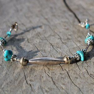 Sterling Silver Kingman Turquoise Bracelet ~ 6.5"